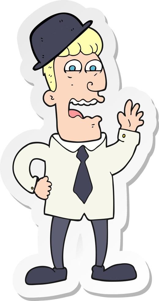 sticker of a cartoon businessman vector