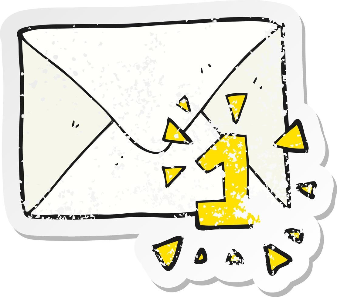 pegatina retro angustiada de un mensaje de correo electrónico de dibujos animados vector