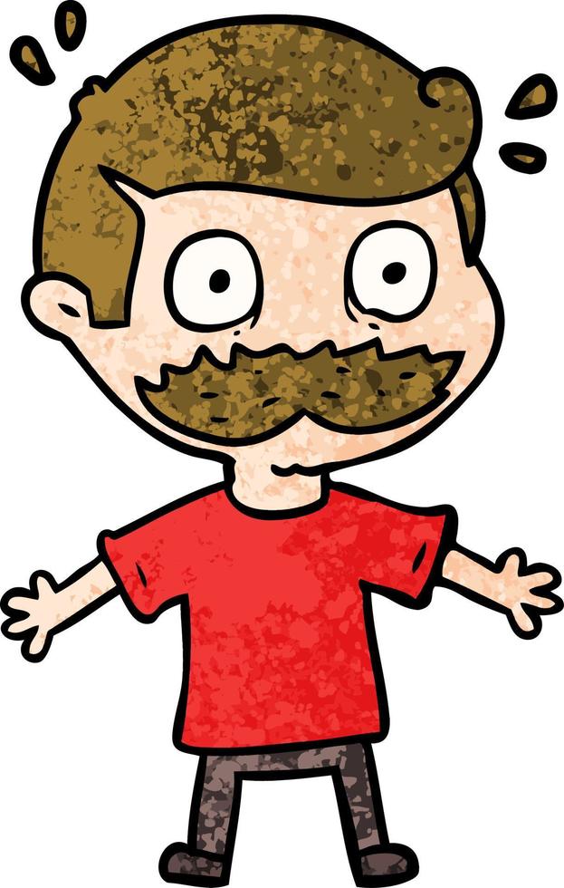 caricatura, hombre, con, bigote, sorprendido vector