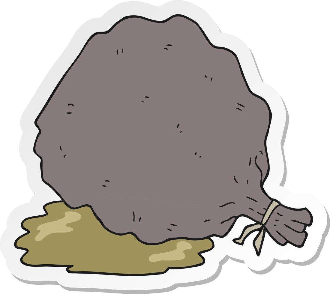 sticker of a cartoon sack of garbage vector