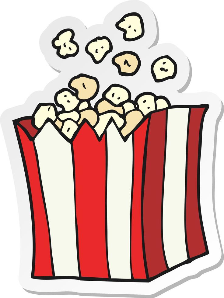 sticker of a cartoon popcorn vector