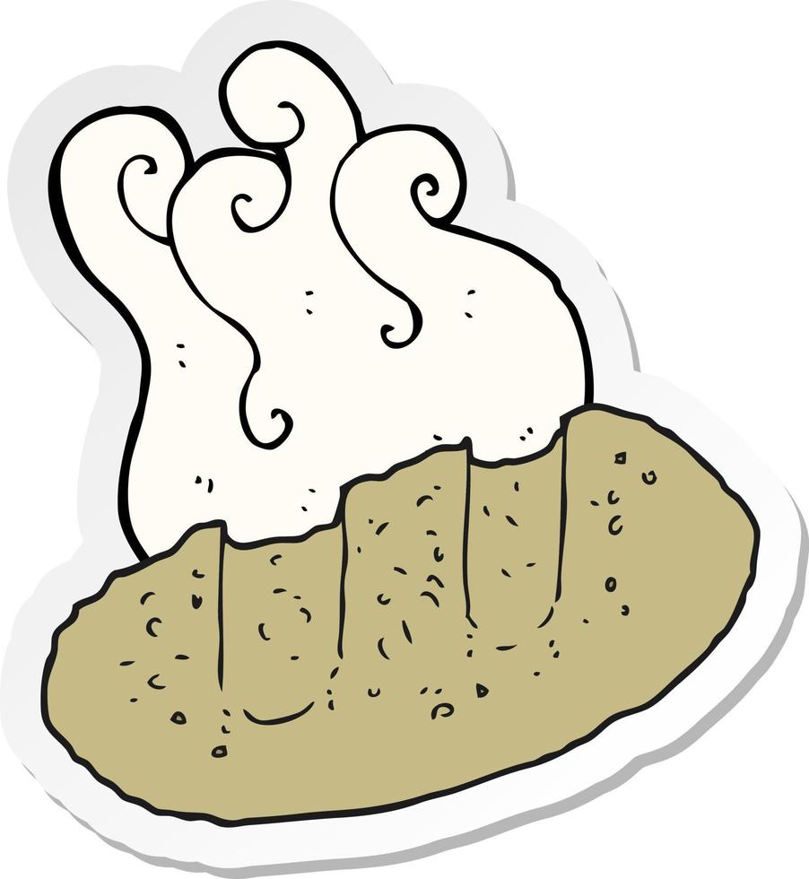 sticker of a cartoon bread vector