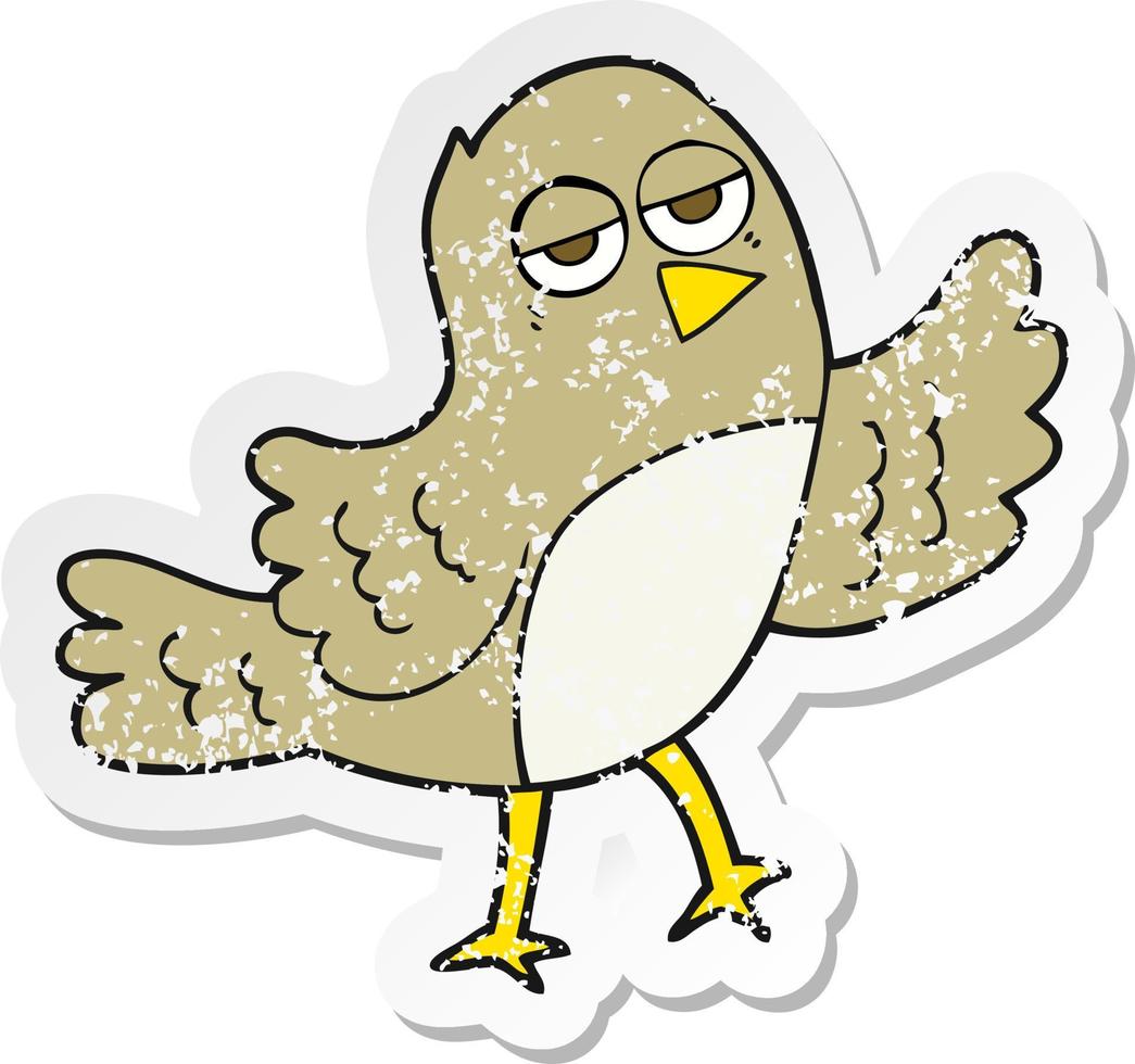 retro distressed sticker of a cartoon bird vector