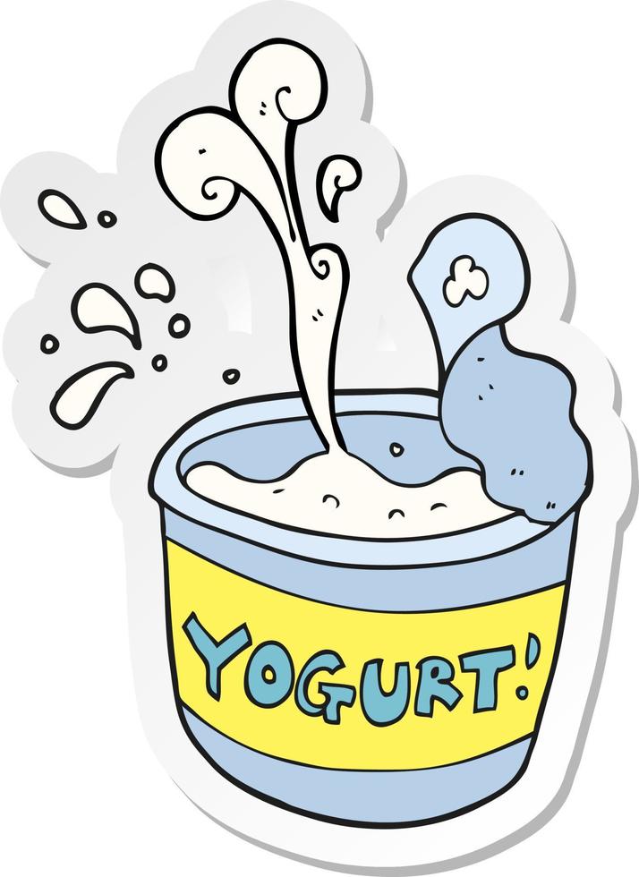 pegatina de un yogur de dibujos animados vector