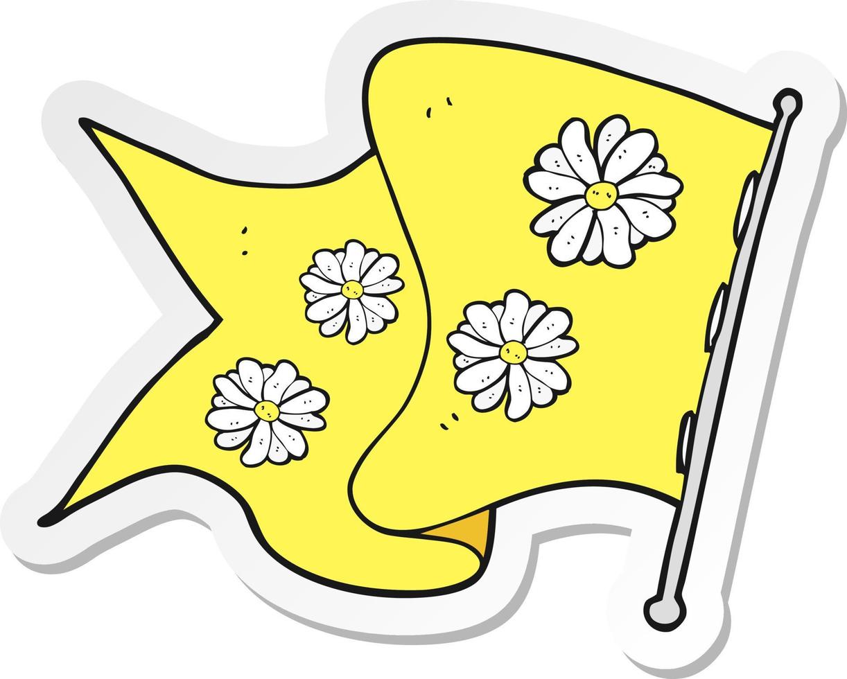 sticker of a cartoon flower flag vector