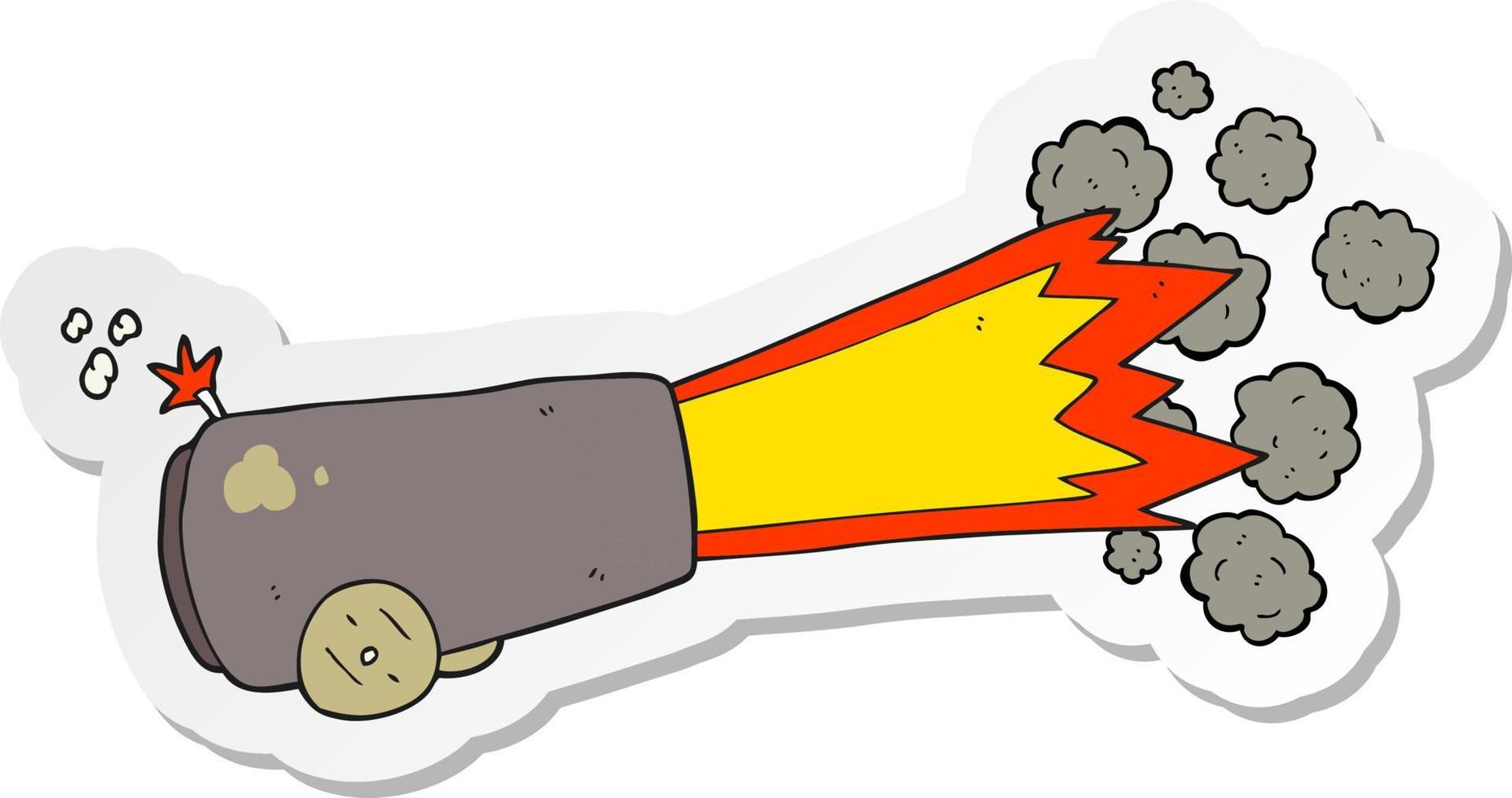 sticker of a cartoon firing cannon vector