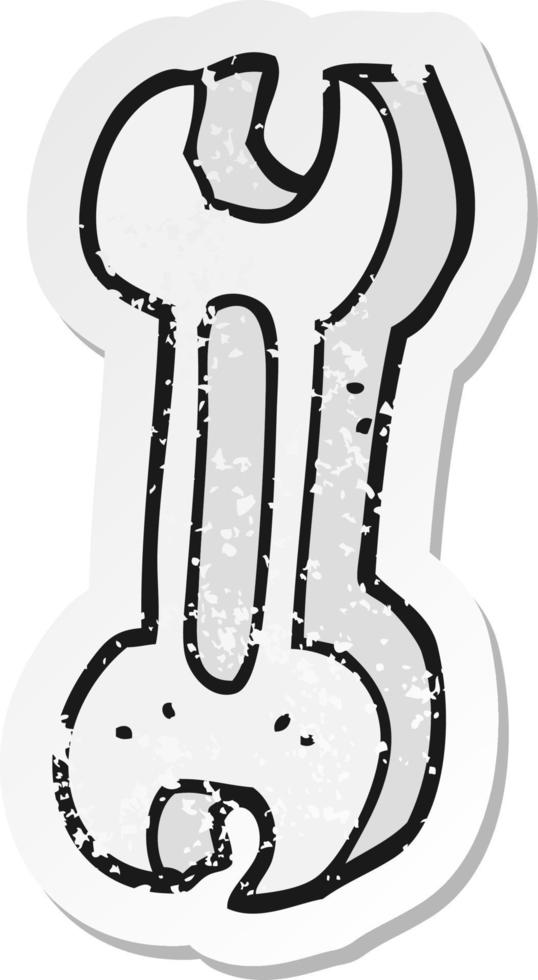 retro distressed sticker of a cartoon spanner vector