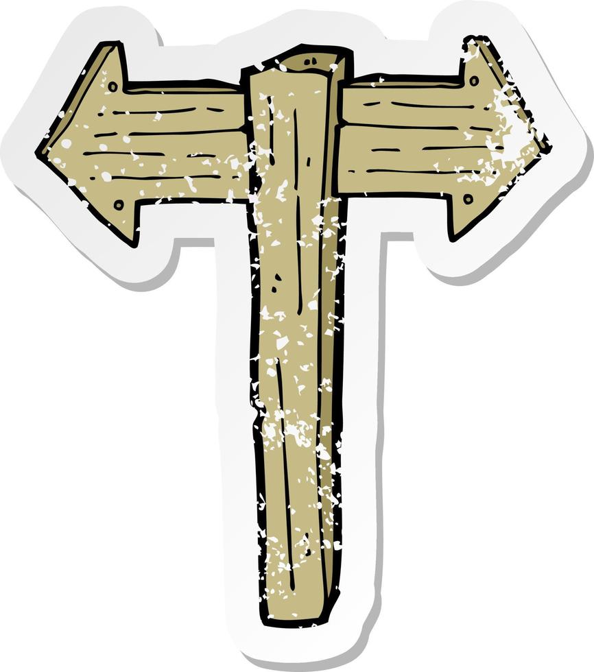 retro distressed sticker of a cartoon sign post vector
