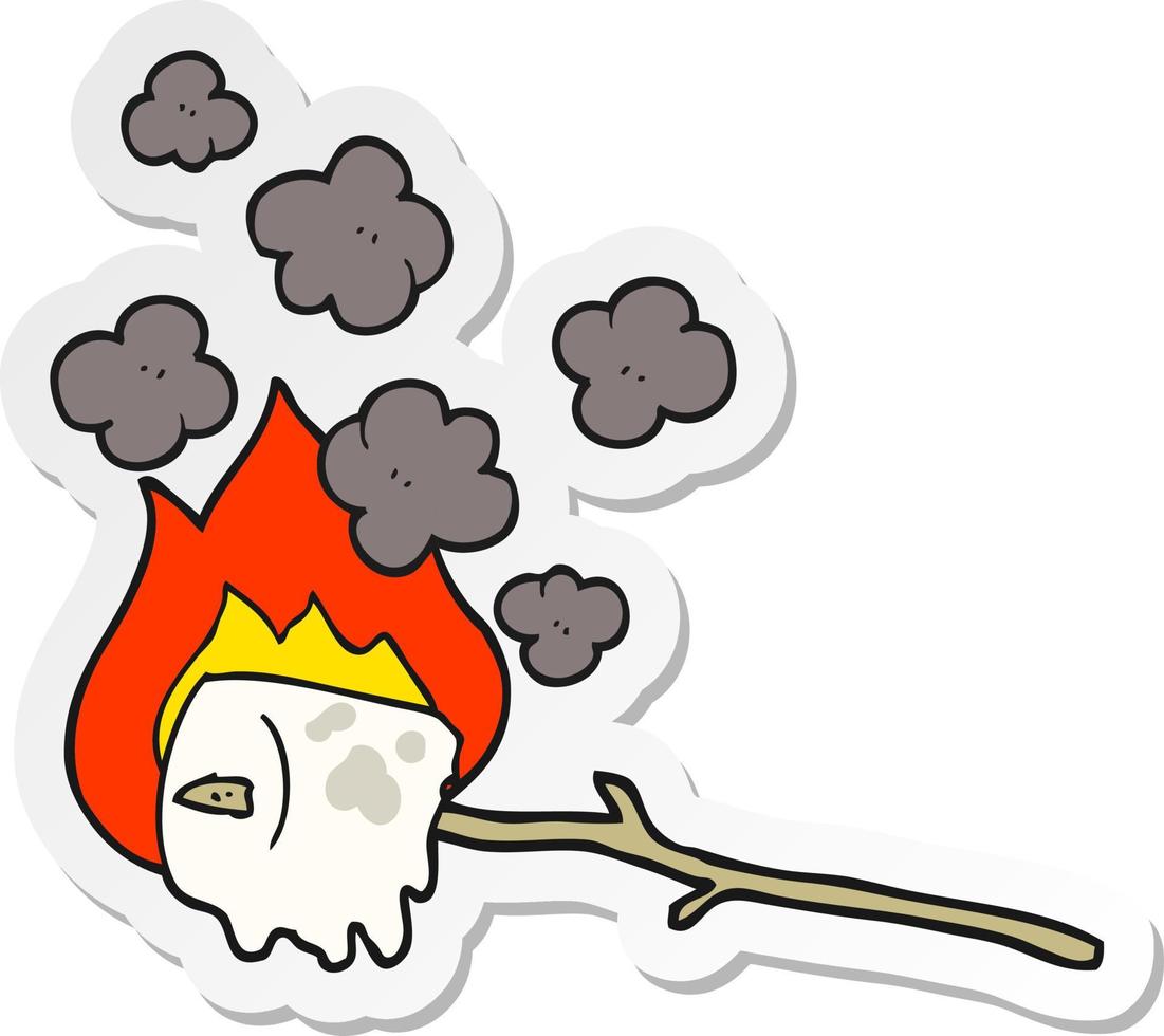 sticker of a cartoon burning marshmallow vector