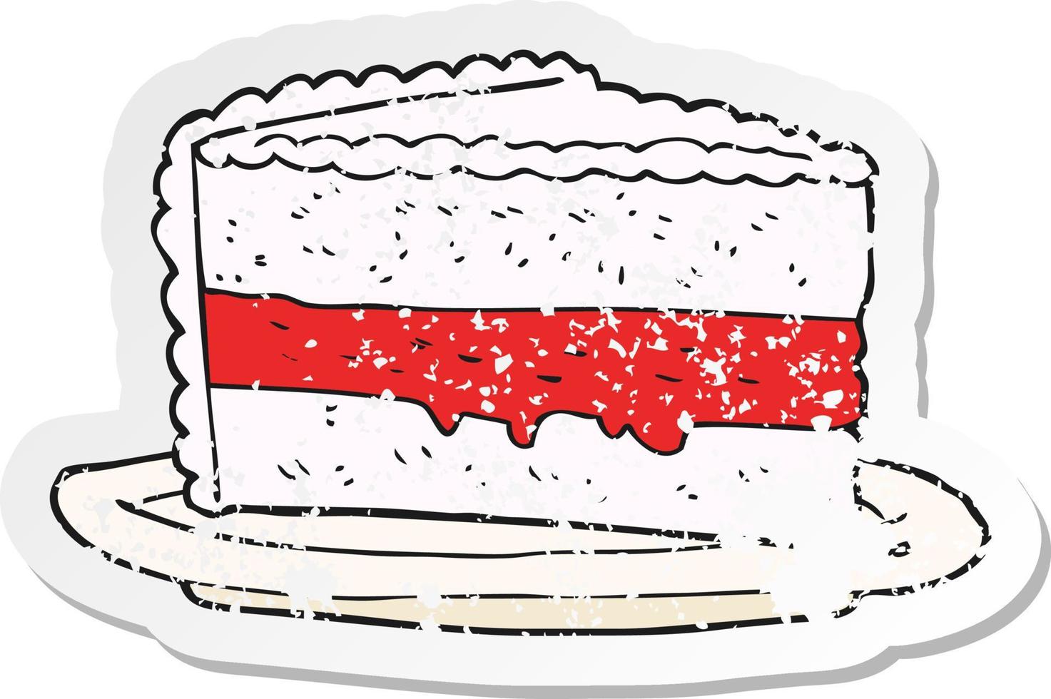 retro distressed sticker of a cartoon cake vector