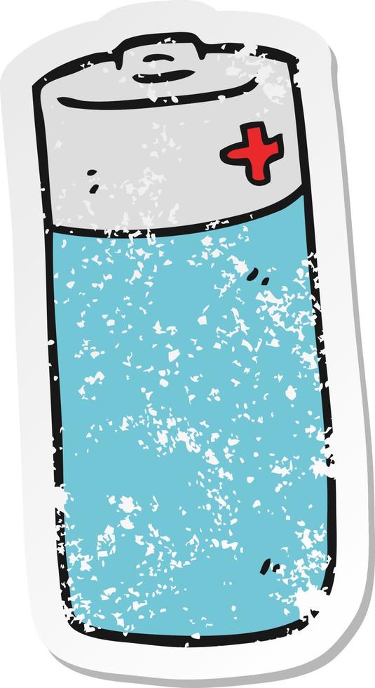 retro distressed sticker of a cartoon battery vector