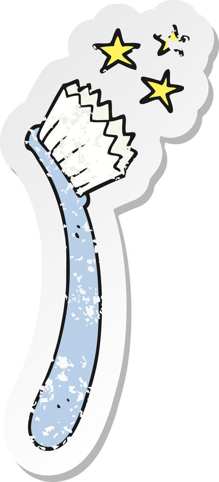 retro distressed sticker of a cartoon tooth brush vector