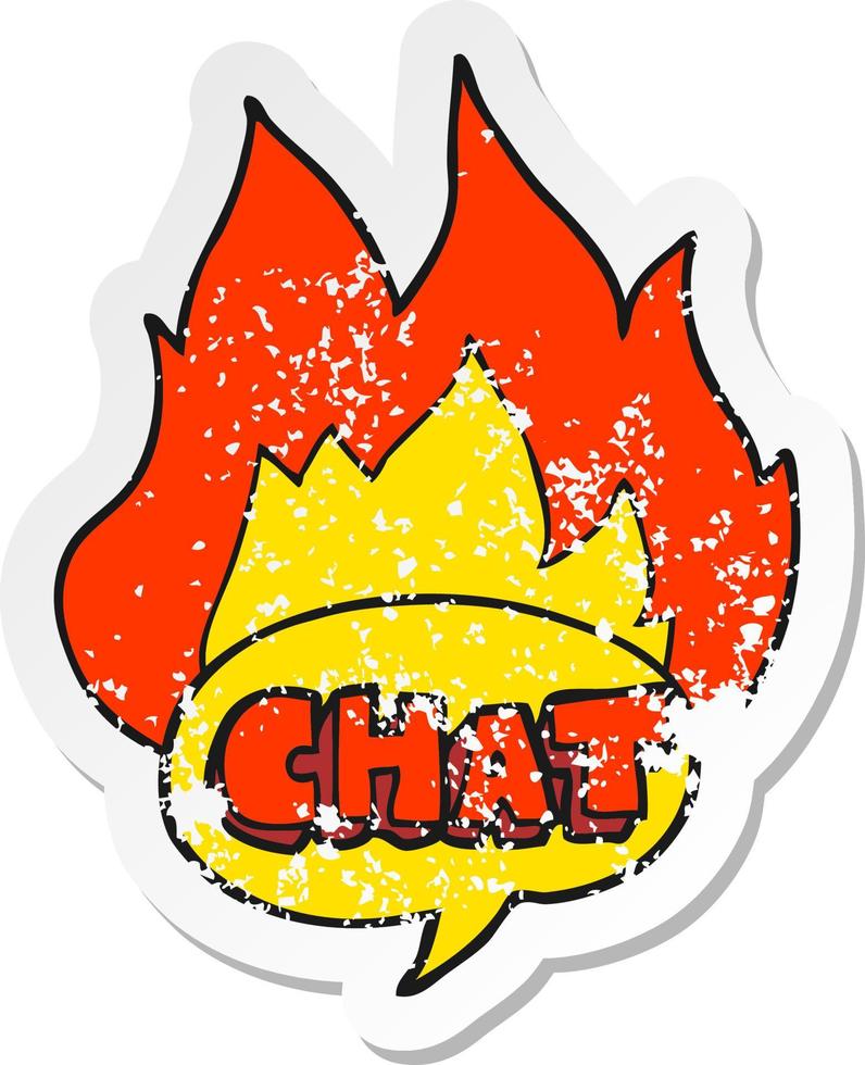retro distressed sticker of a cartoon chat symbol vector