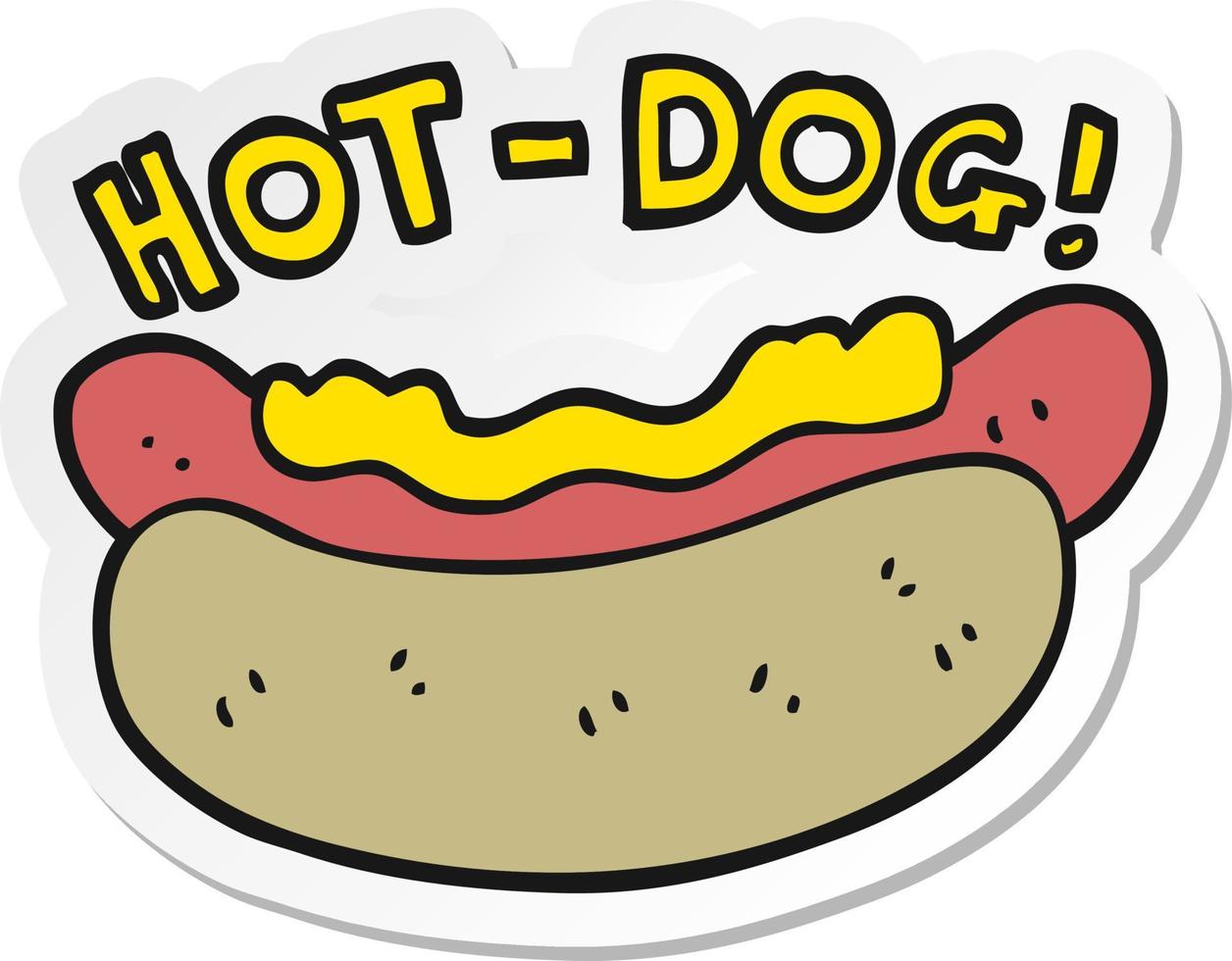 sticker of a cartoon hotdog vector