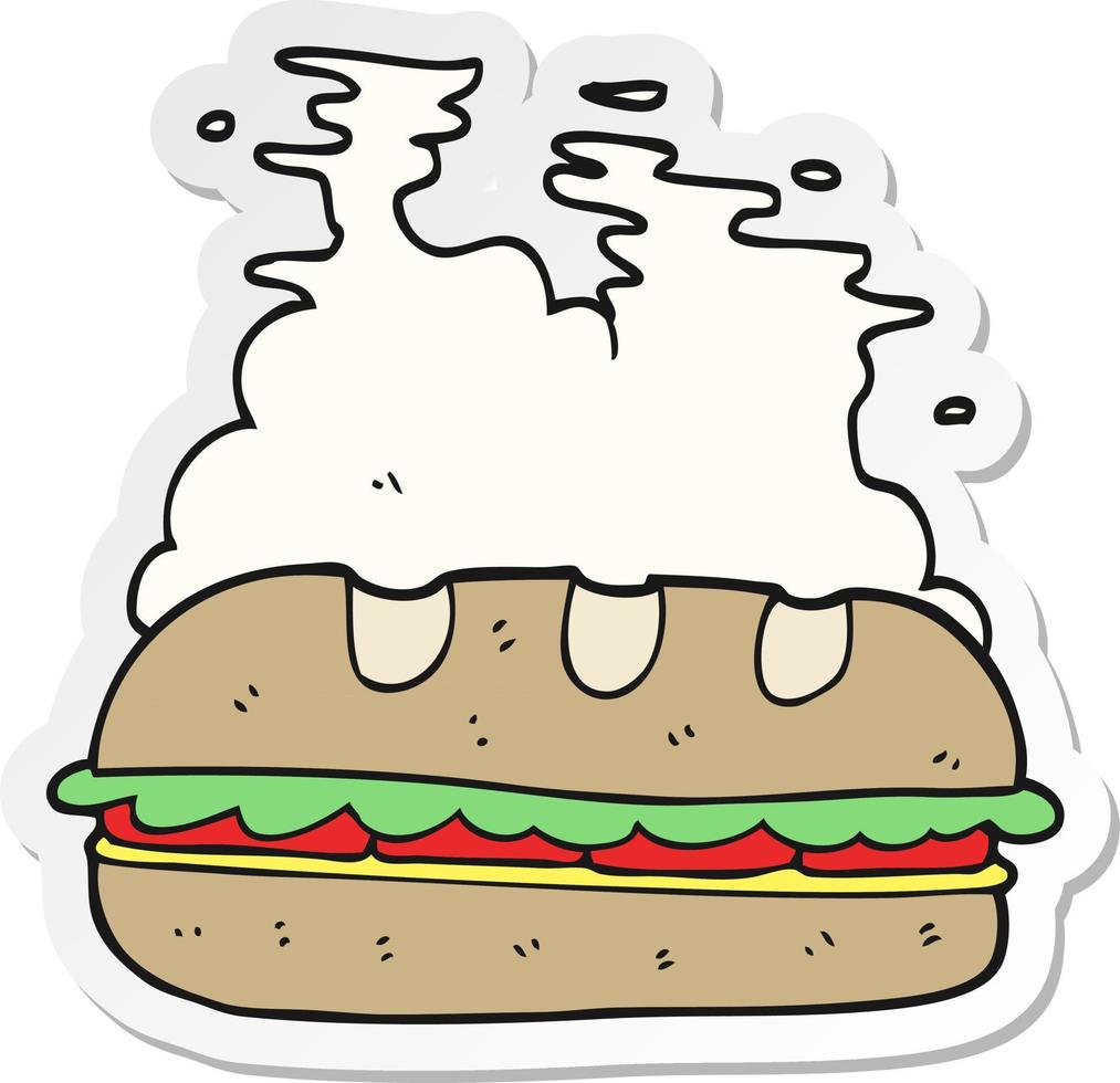sticker of a cartoon huge sandwich vector