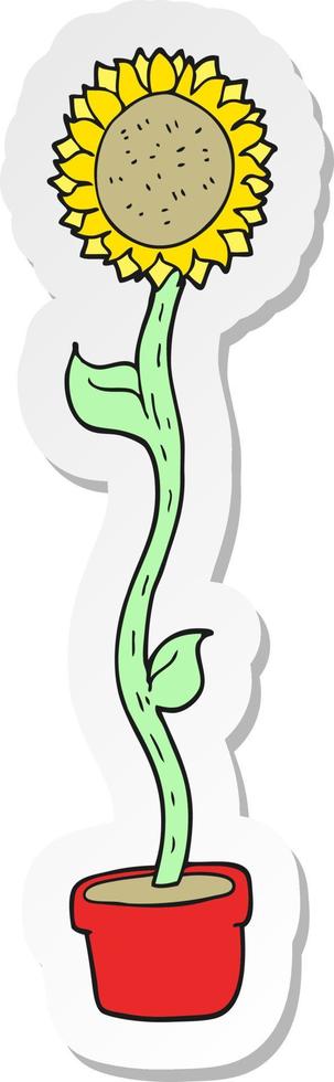 sticker of a cartoon sunflower vector
