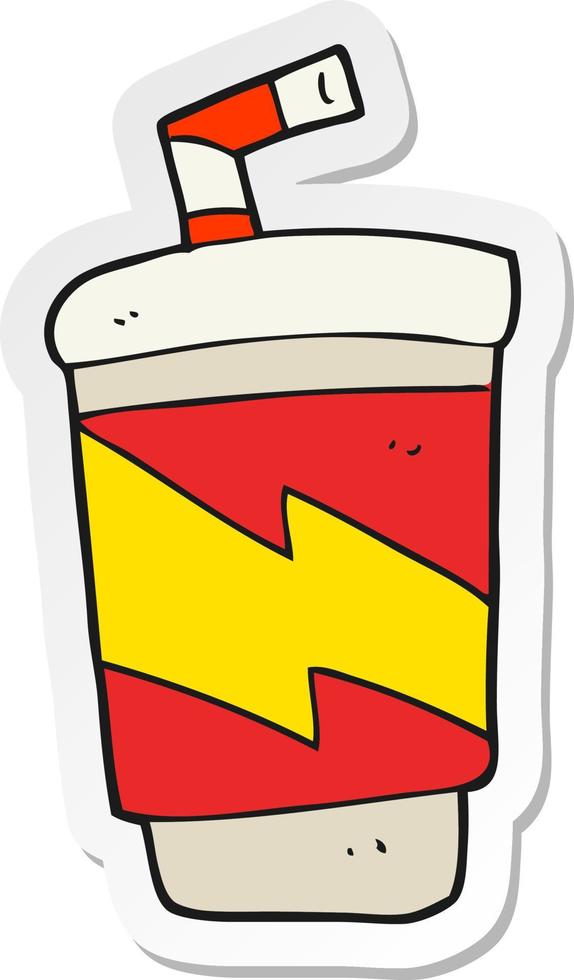 sticker of a cartoon soda drink vector