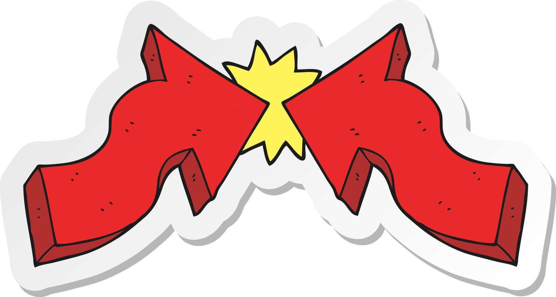sticker of a cartoon pointing arrows vector