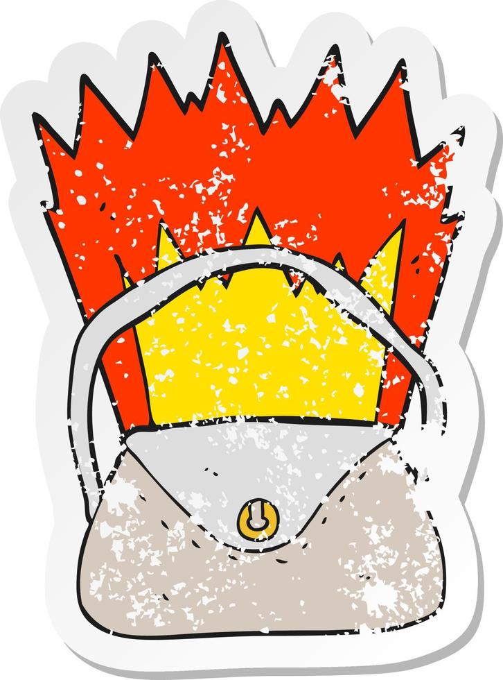 retro distressed sticker of a cartoon purse vector