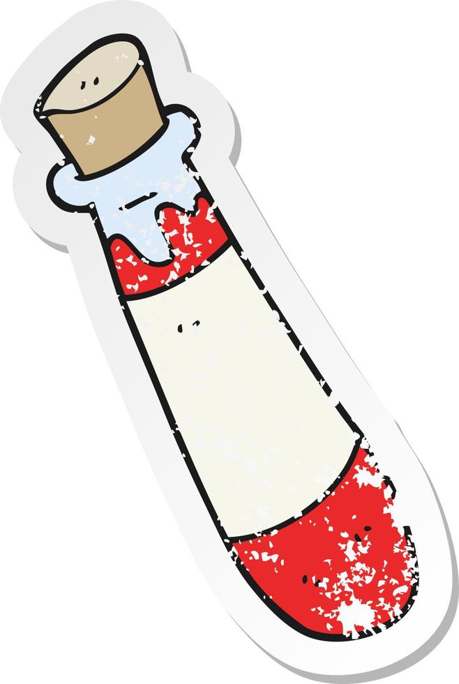 retro distressed sticker of a cartoon vial of blood vector