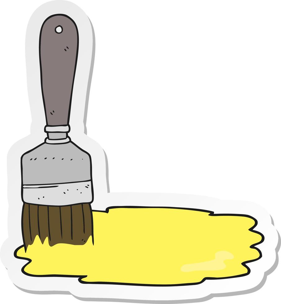 sticker of a cartoon paint brush vector