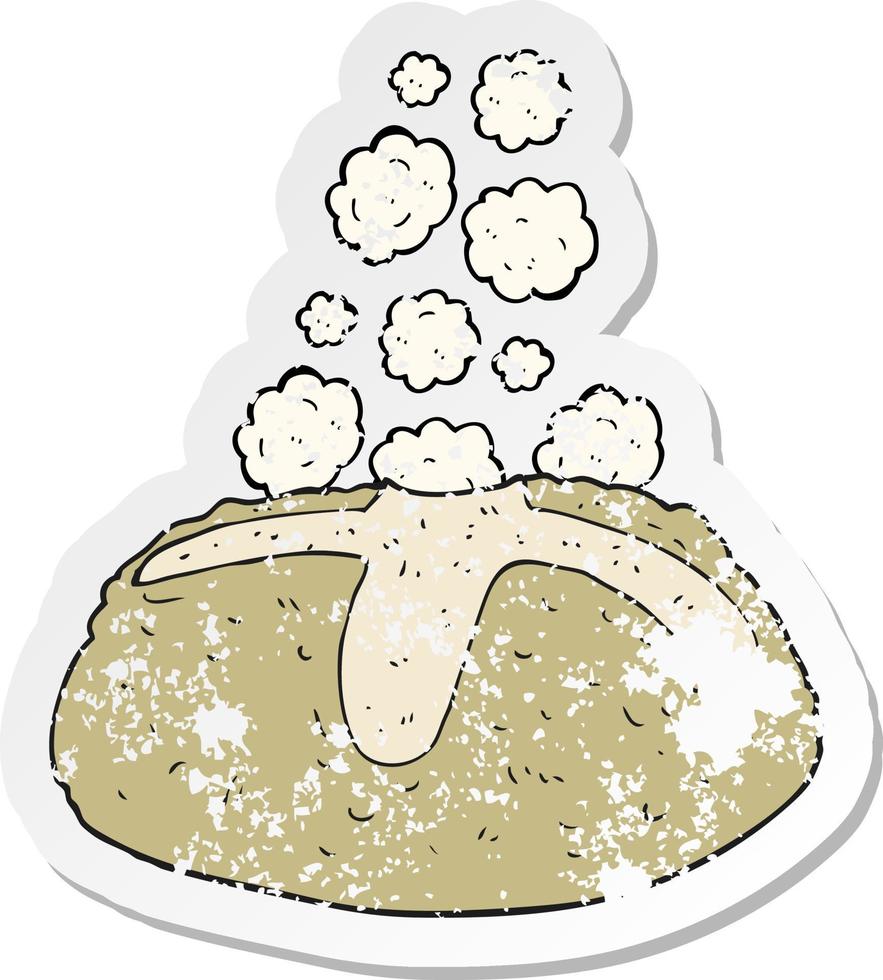 retro distressed sticker of a cartoon loaf of bread vector