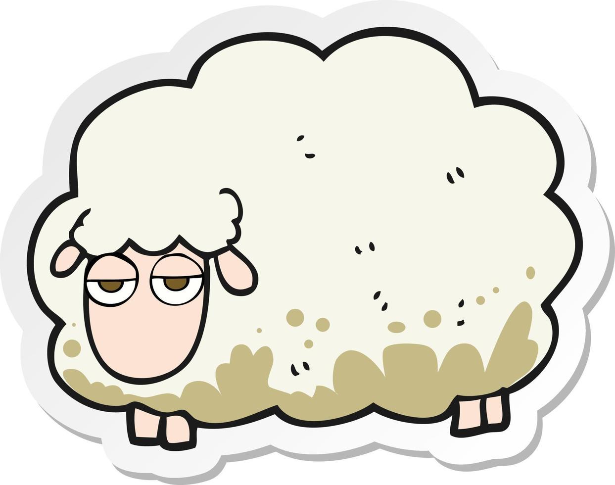 sticker of a cartoon muddy winter sheep vector