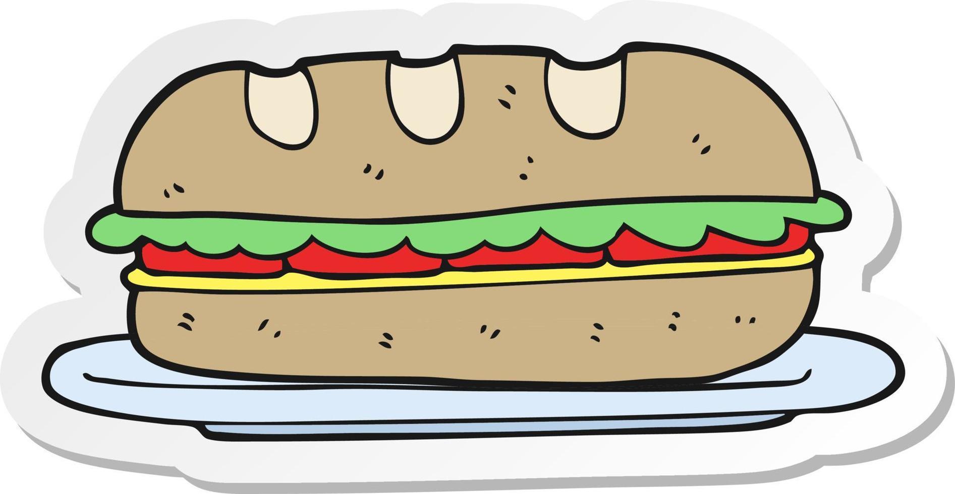 sticker of a cartoon sub sandwich vector