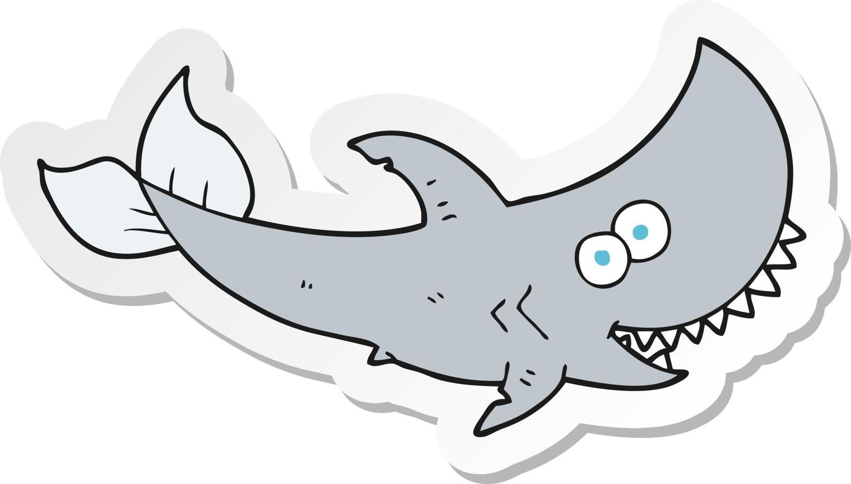 sticker of a cartoon shark vector
