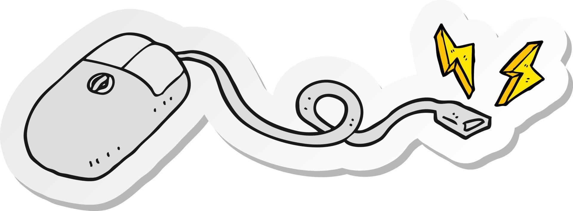 sticker of a cartoon computer mouse vector