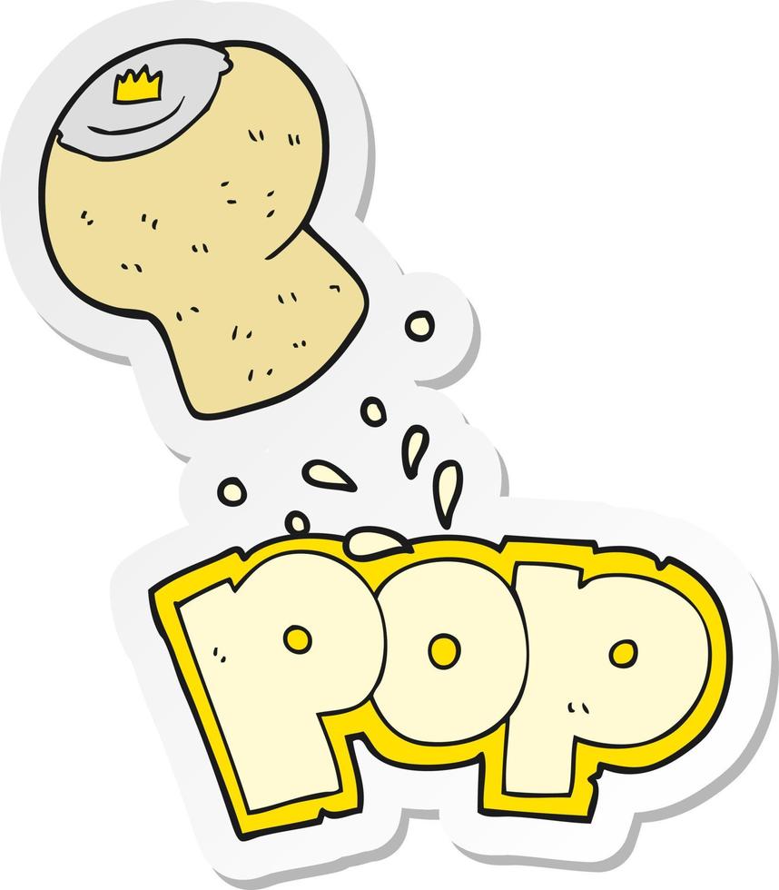 sticker of a cartoon champagne cork popping vector