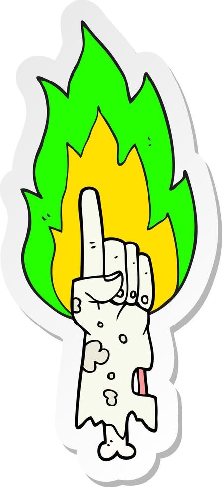 sticker of a cartoon pointing zombie hand vector