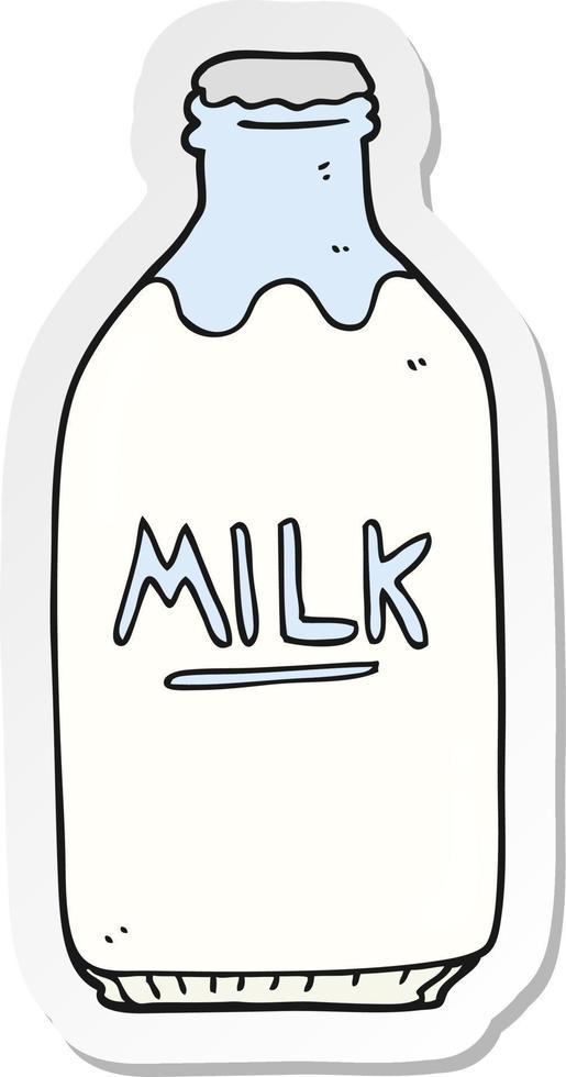 sticker of a cartoon milk bottle vector
