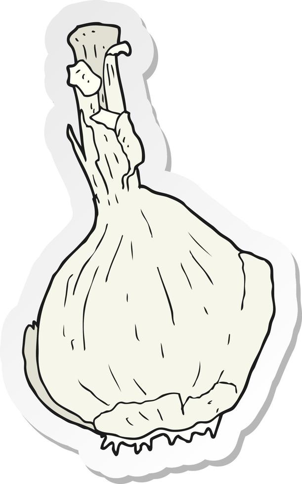 sticker of a cartoon garlic vector