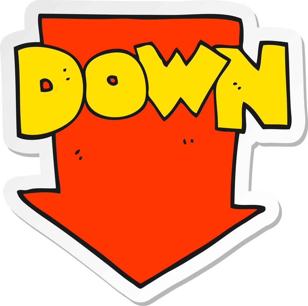 sticker of a cartoon down arrow symbol vector