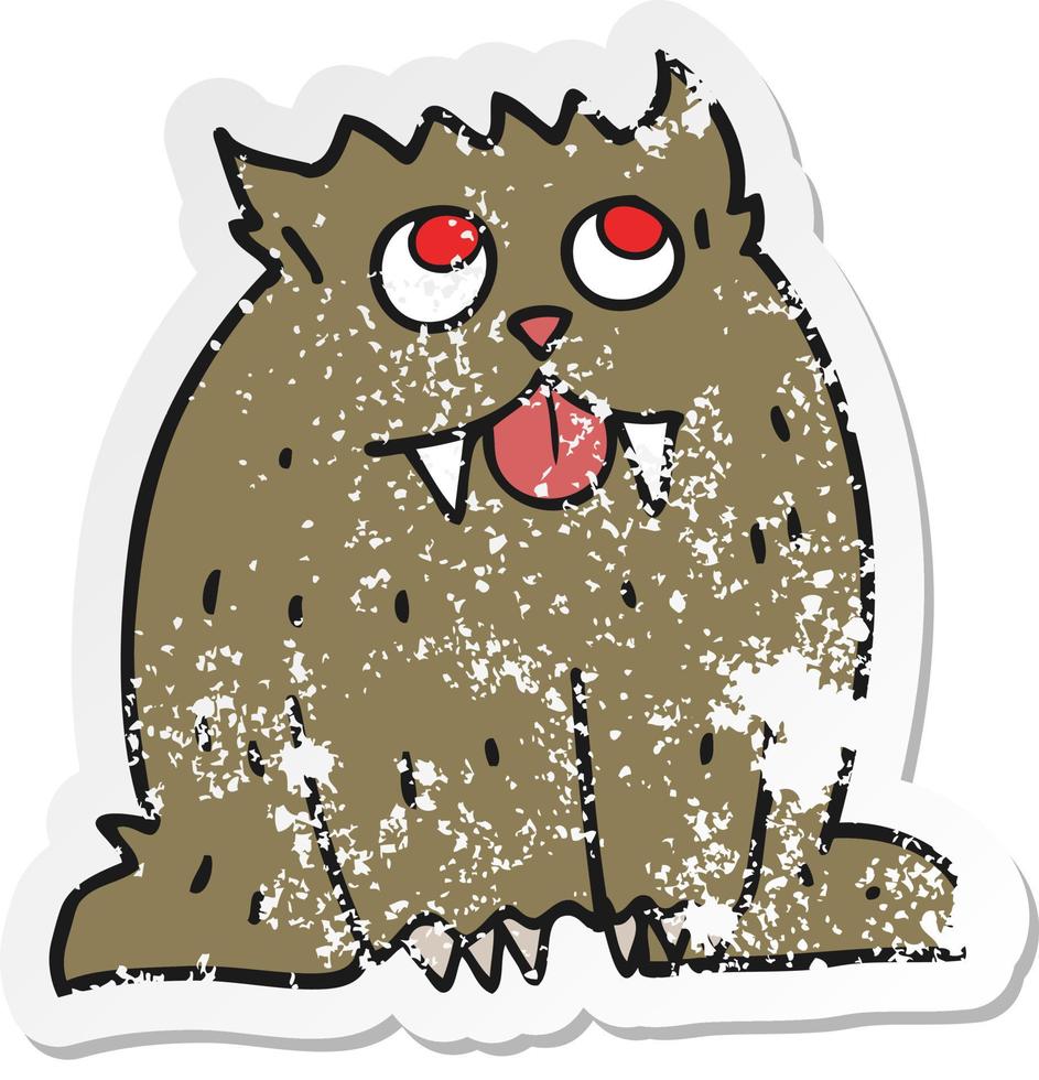 retro distressed sticker of a cartoon beast vector