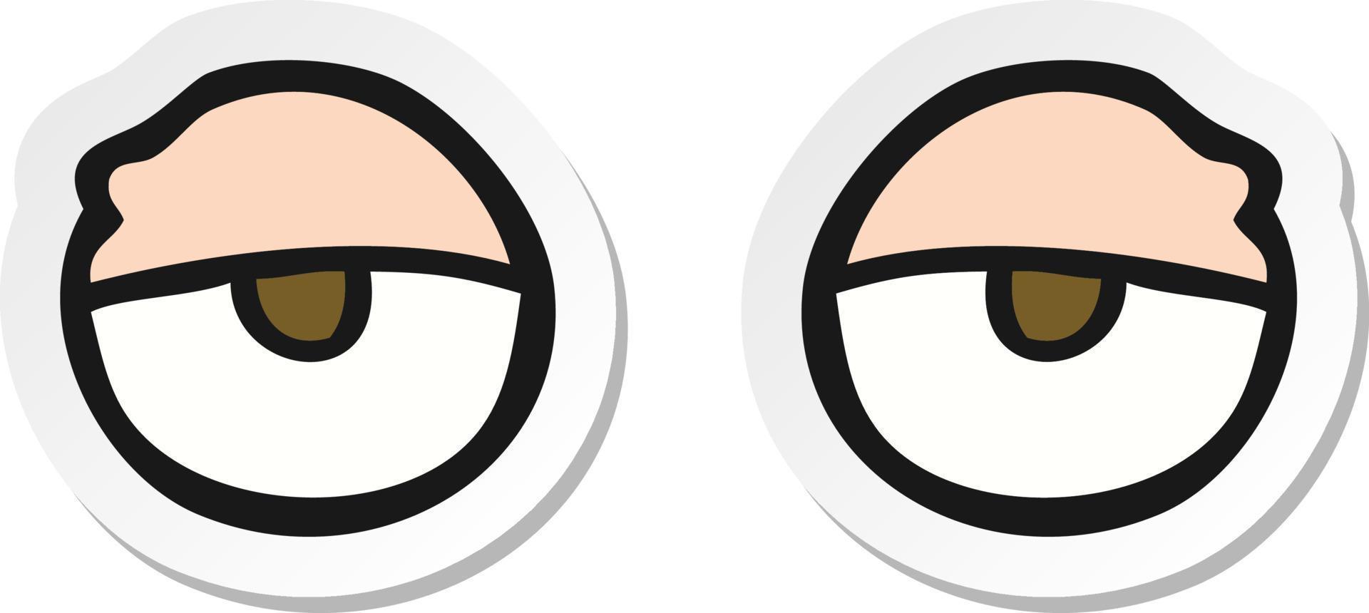 sticker of a cartoon tired eyes vector