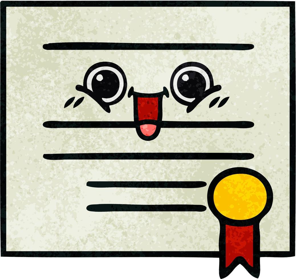 retro grunge texture cartoon graduation diploma vector