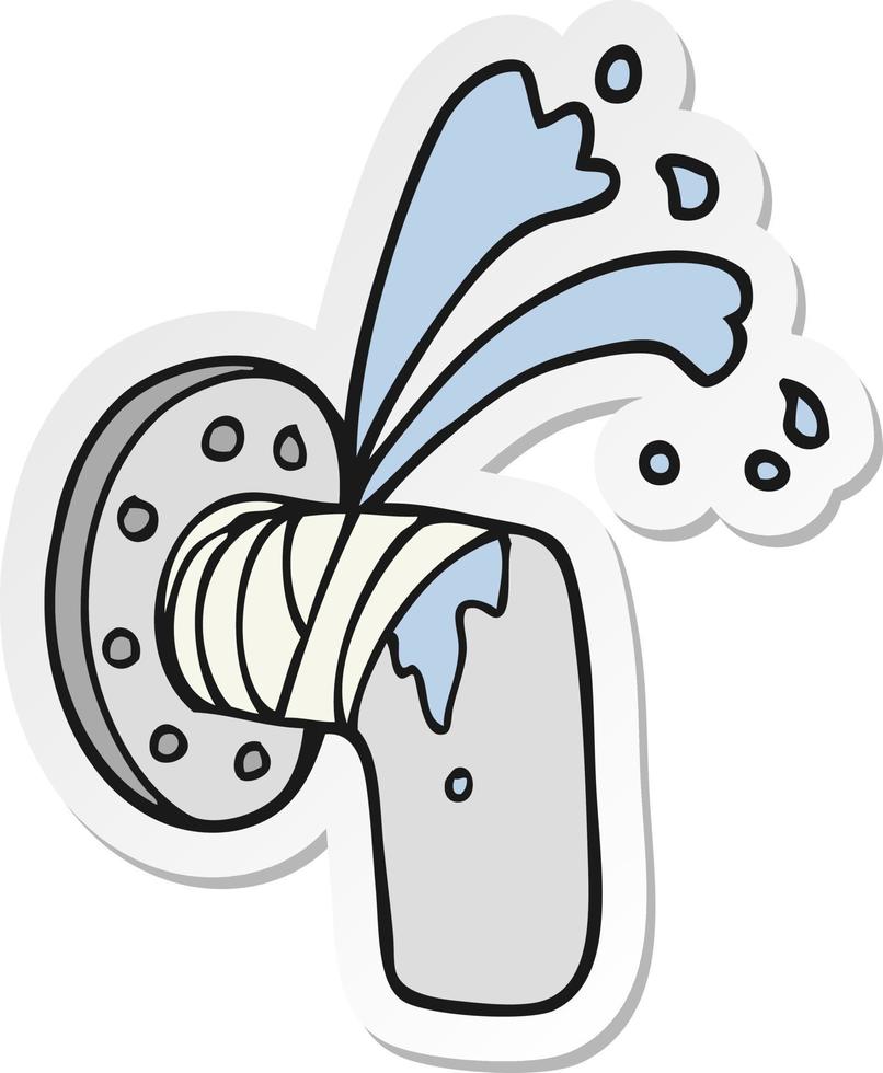sticker of a cartoon leaky pipe vector