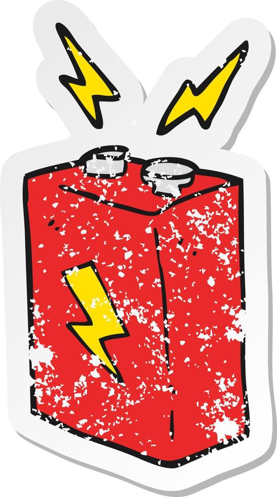 retro distressed sticker of a cartoon battery vector