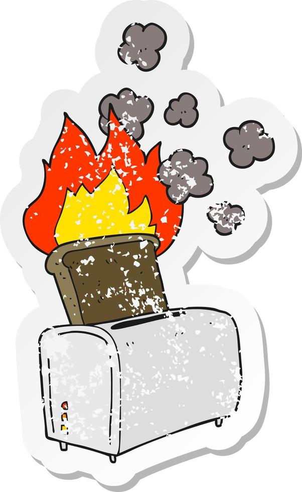 retro distressed sticker of a cartoon burnt toast vector