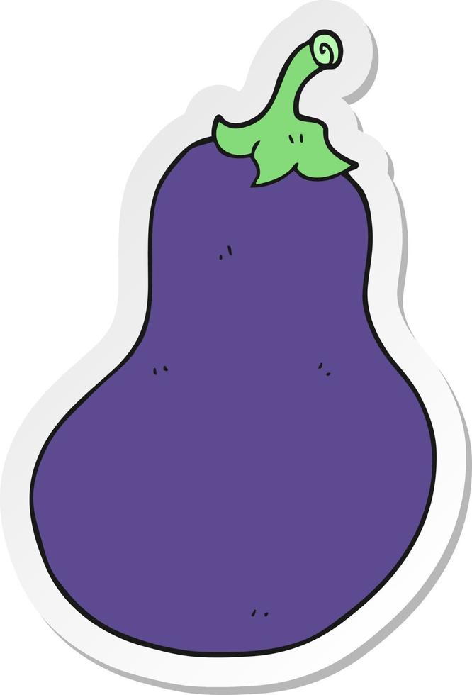 sticker of a cartoon eggplant vector