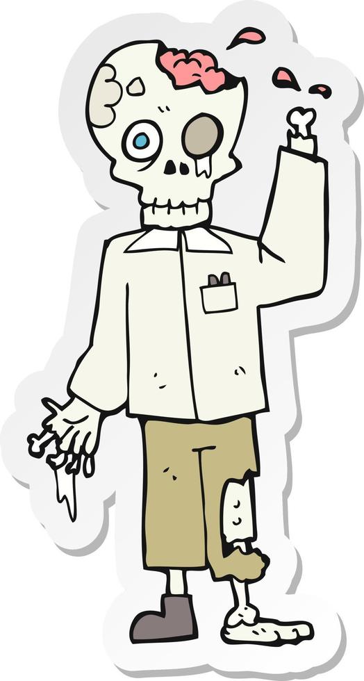 sticker of a cartoon zombie vector