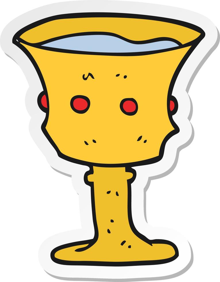 sticker of a cartoon medieval cup vector