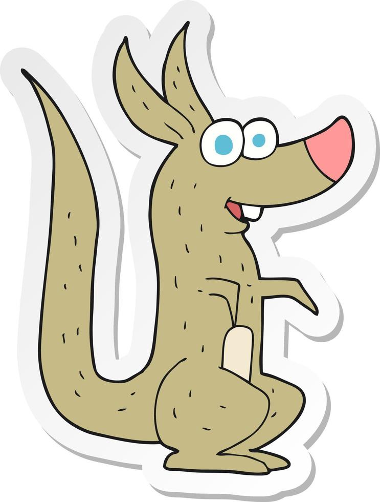 sticker of a cartoon kangaroo vector