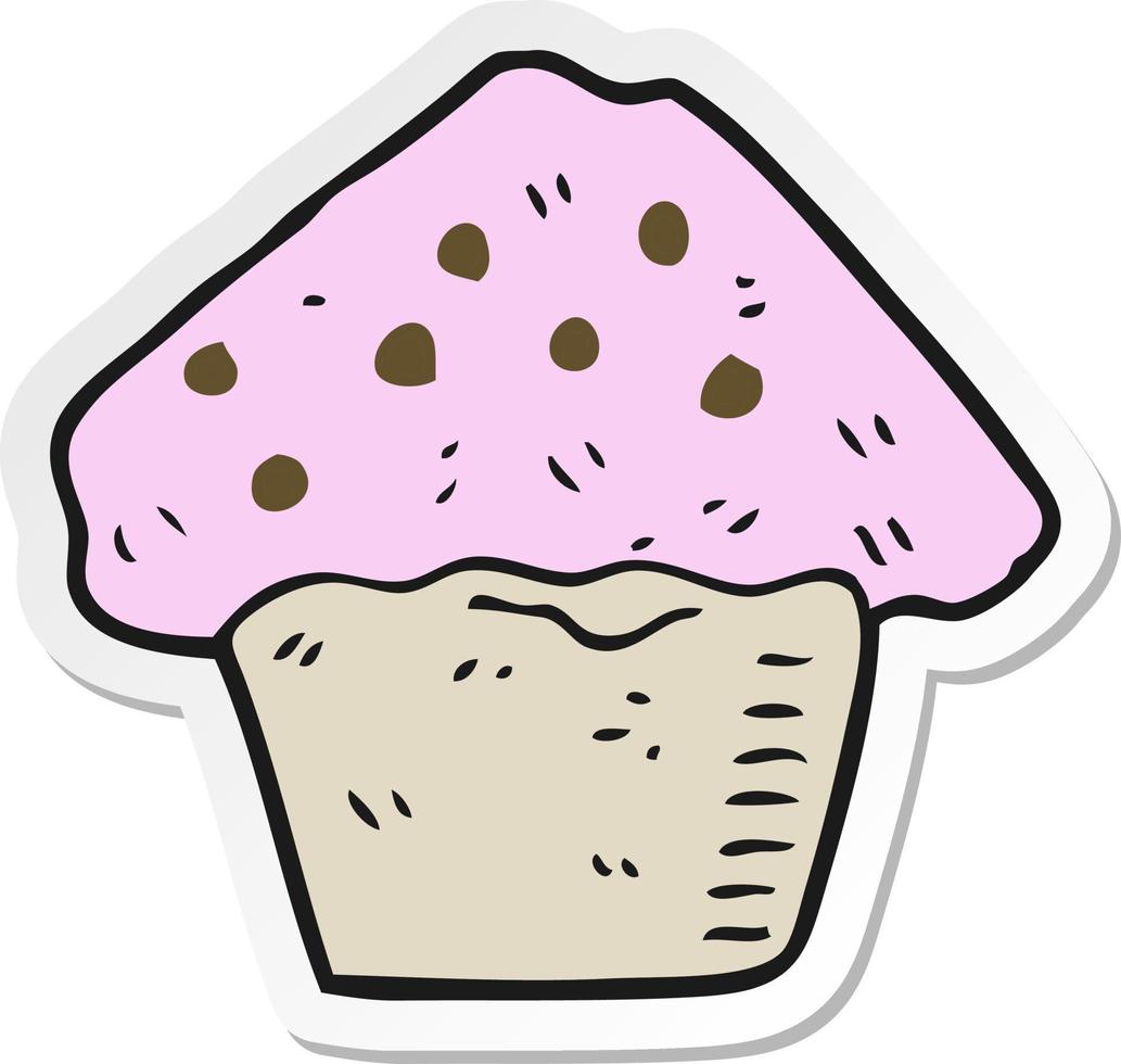 sticker of a cartoon strawberry muffin vector