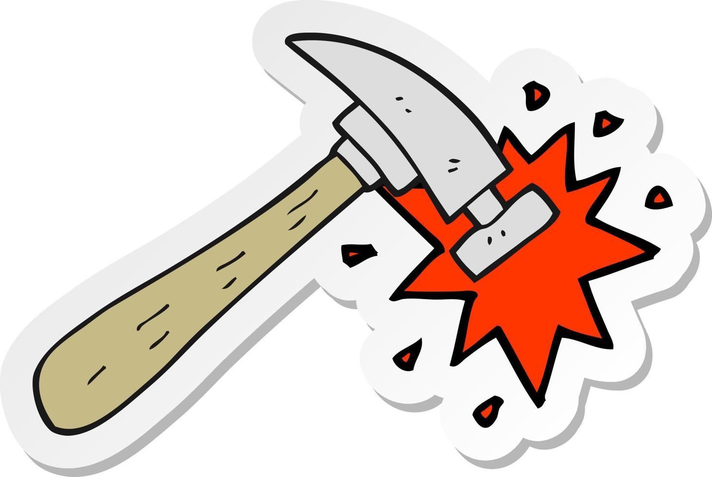 sticker of a cartoon hammer vector