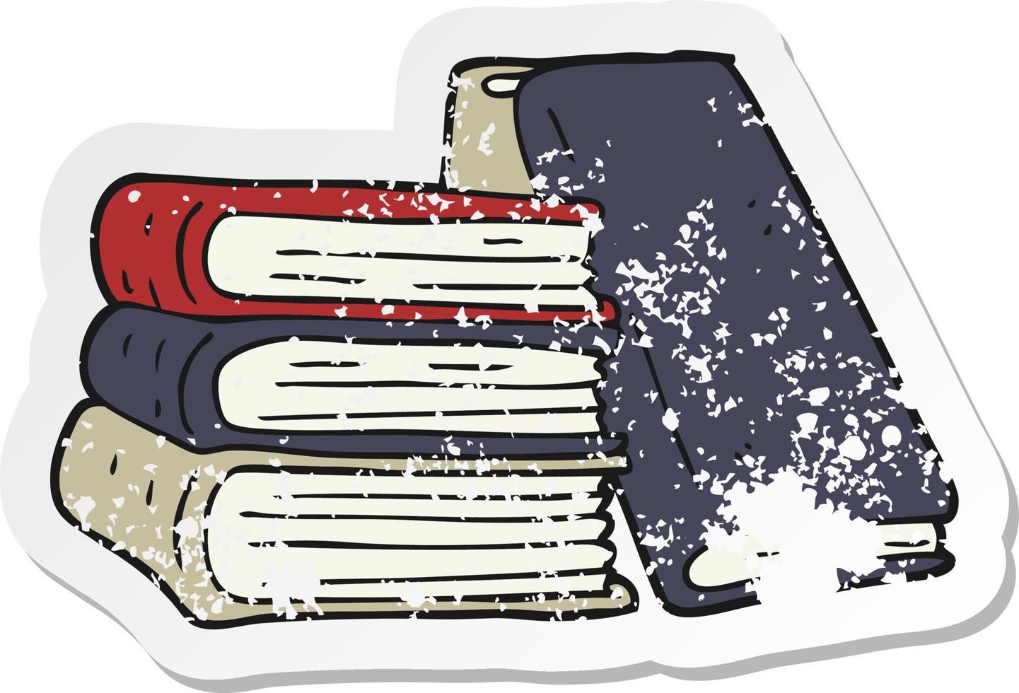 retro distressed sticker of a cartoon stack of books vector