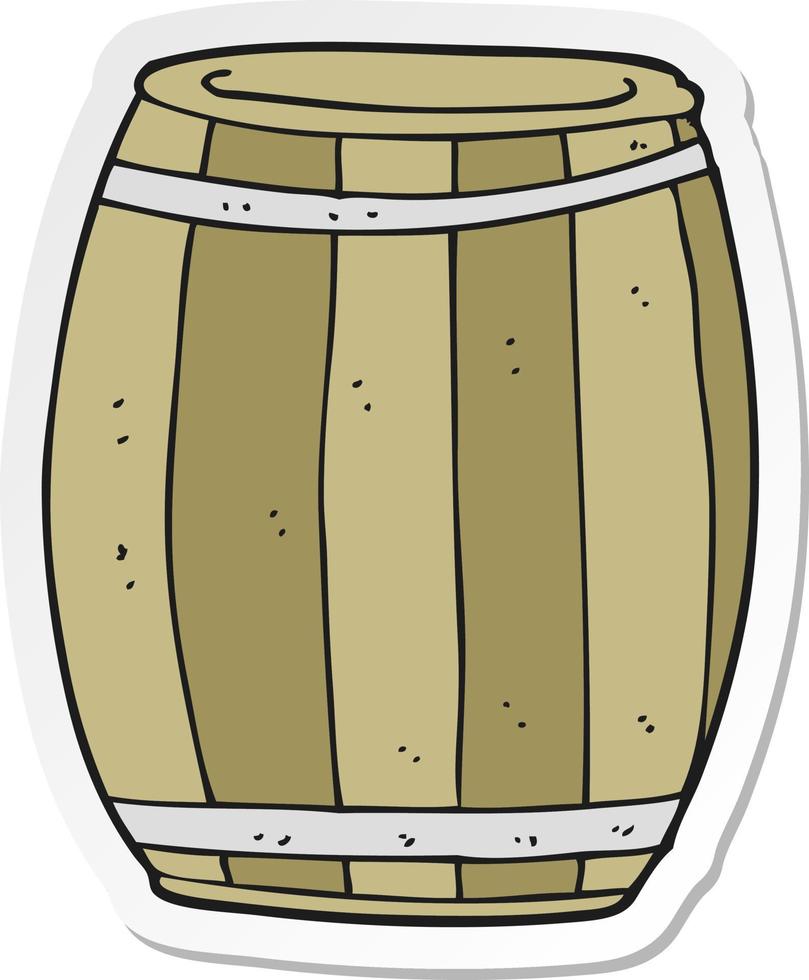 sticker of a cartoon barrel vector