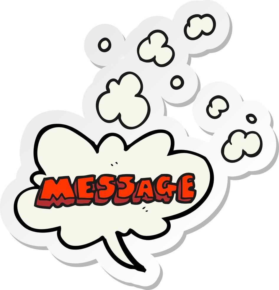 sticker of a cartoon message text vector